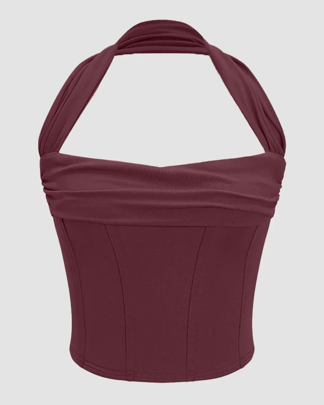 Structured Corset Style Halter Neck Top in Maroon
