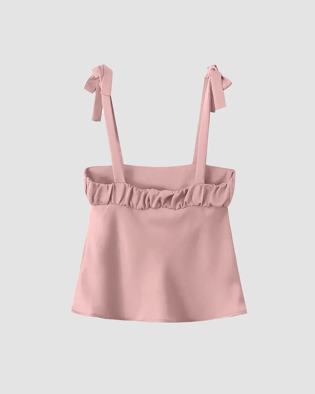 Tie Strap Ruffle Front Cami Top in Rose Pink