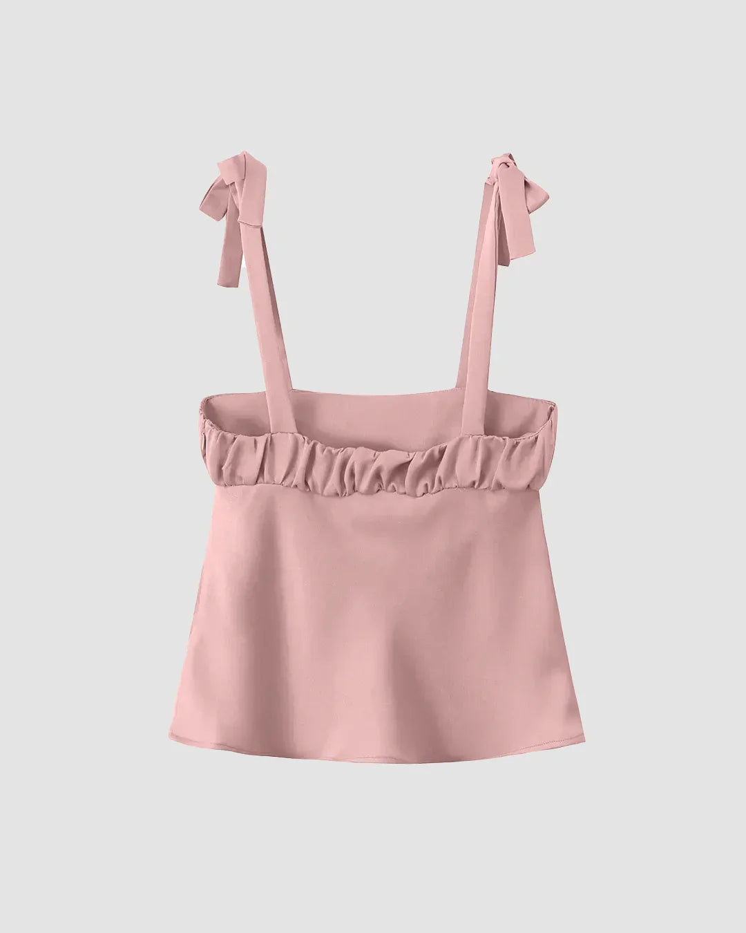 Tie Strap Ruffle Front Cami Top in Rose Pink