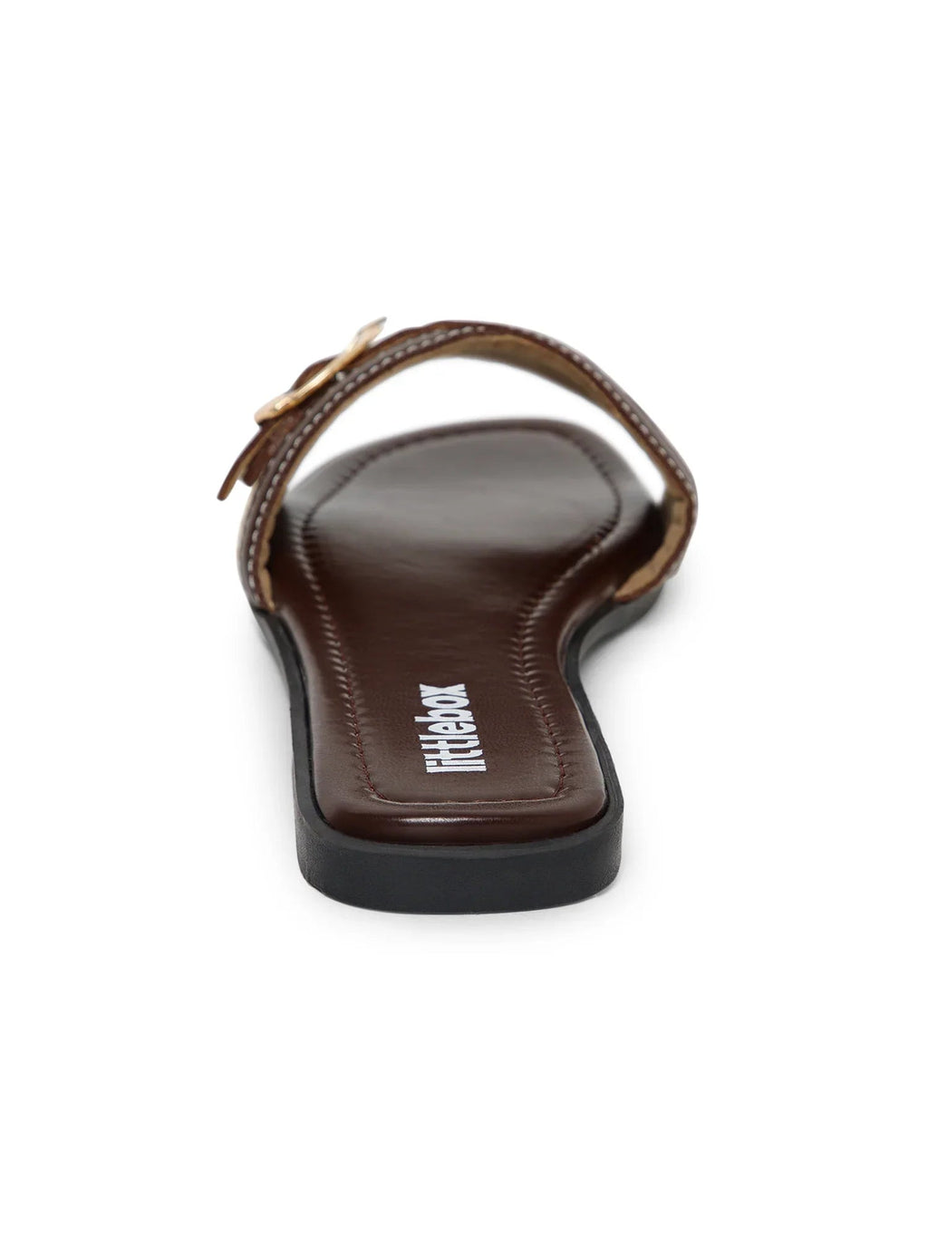 Brown & Beige Colorblocked Buckle Strap Sandals
