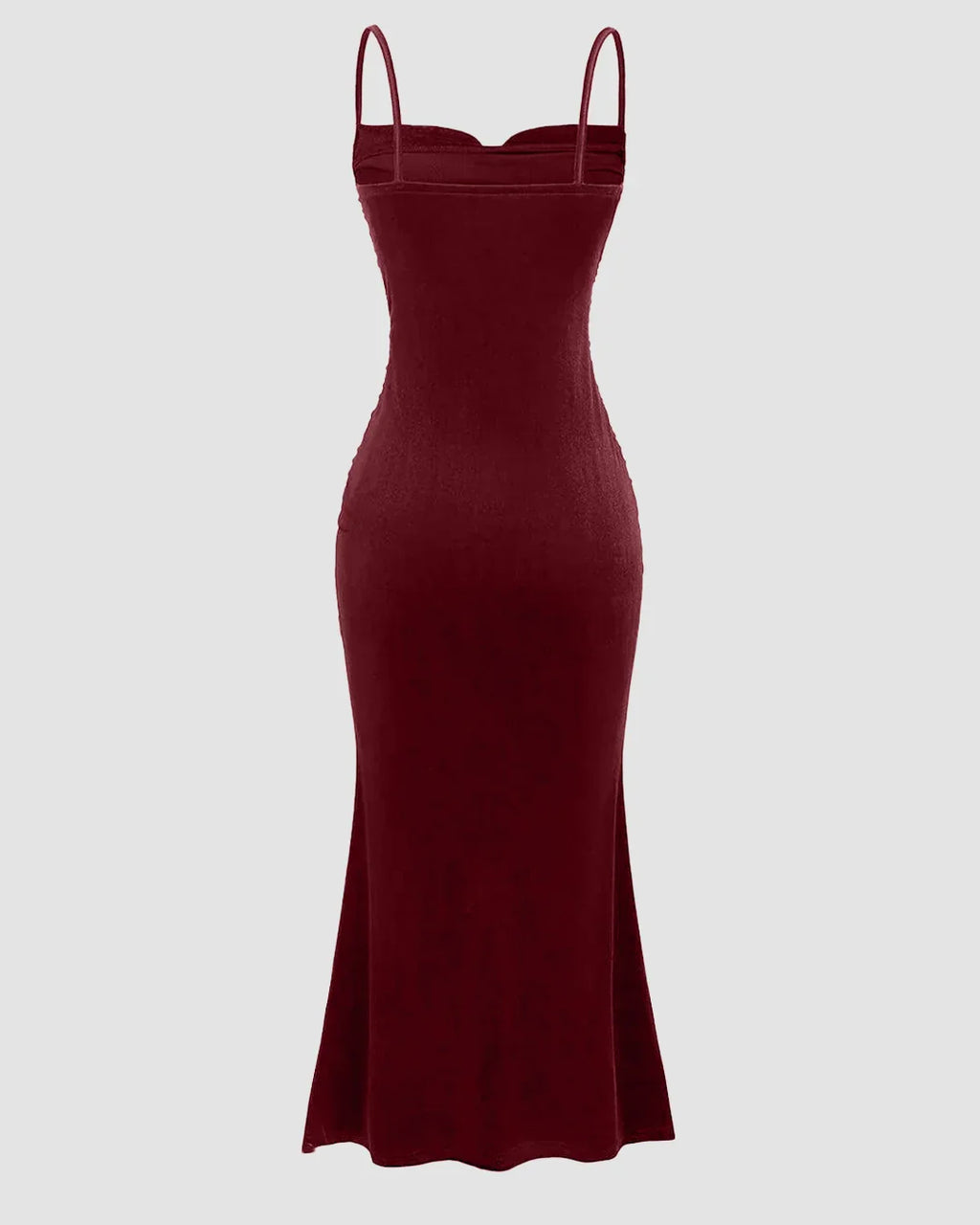 Rose Color Spaghetti Strap Ruched Mermaid Dress