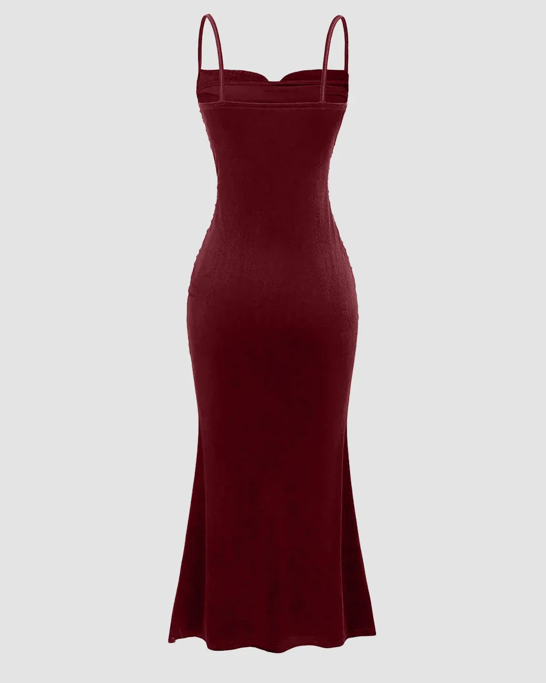 Rose Color Spaghetti Strap Ruched Mermaid Dress