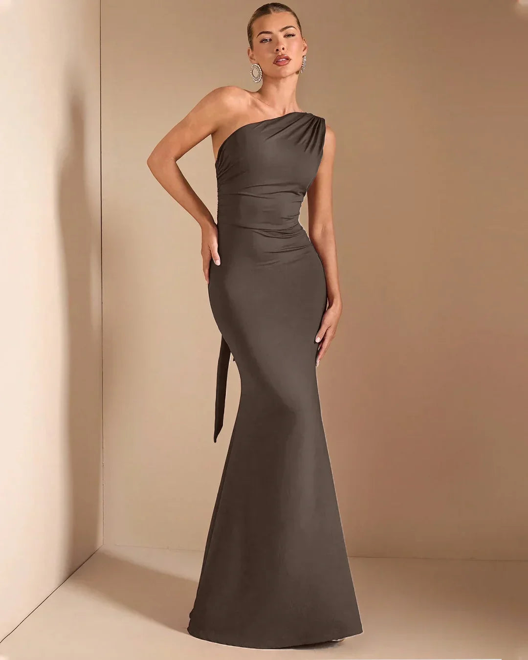 Bodycon Maxi Dress with Open Back Tie Detail in Coca