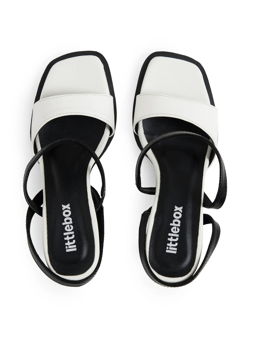 Black & White Colorblocked  Square Toe Block Heels