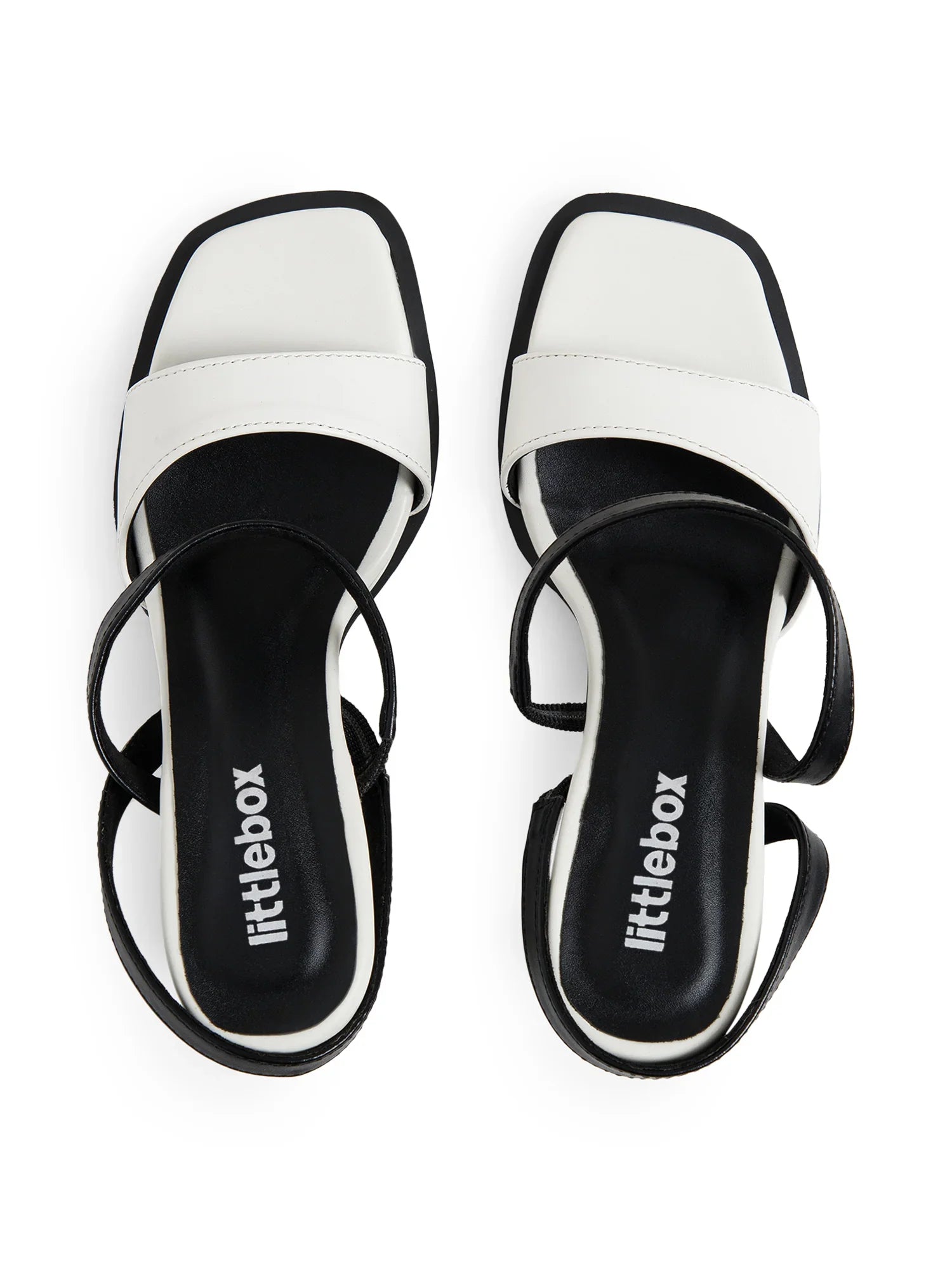 Black & White Colorblocked  Square Toe Block Heels
