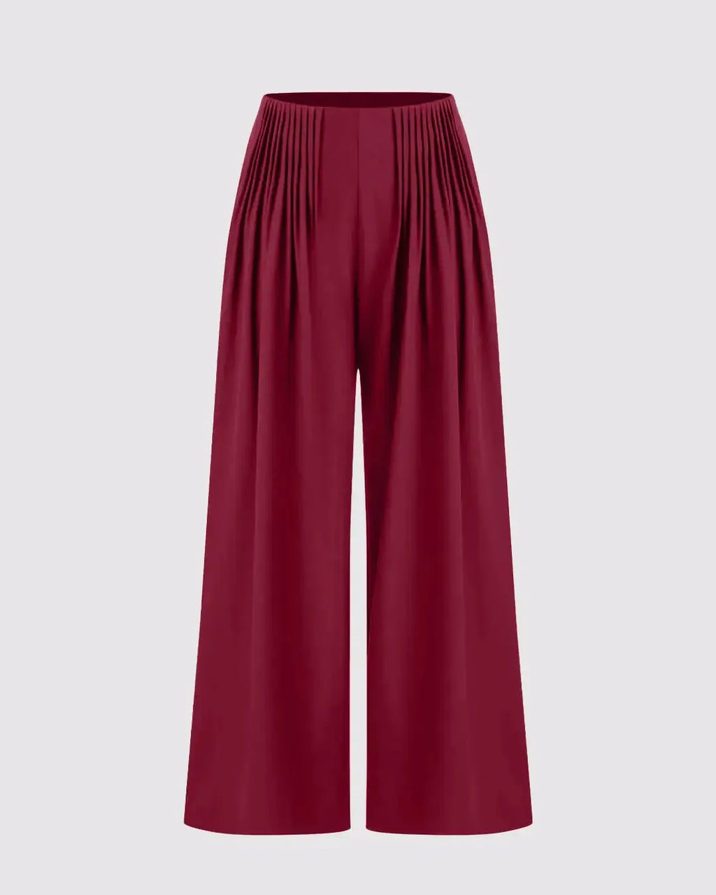 Mid Rise Pleated Wide Leg Trousers Redberry