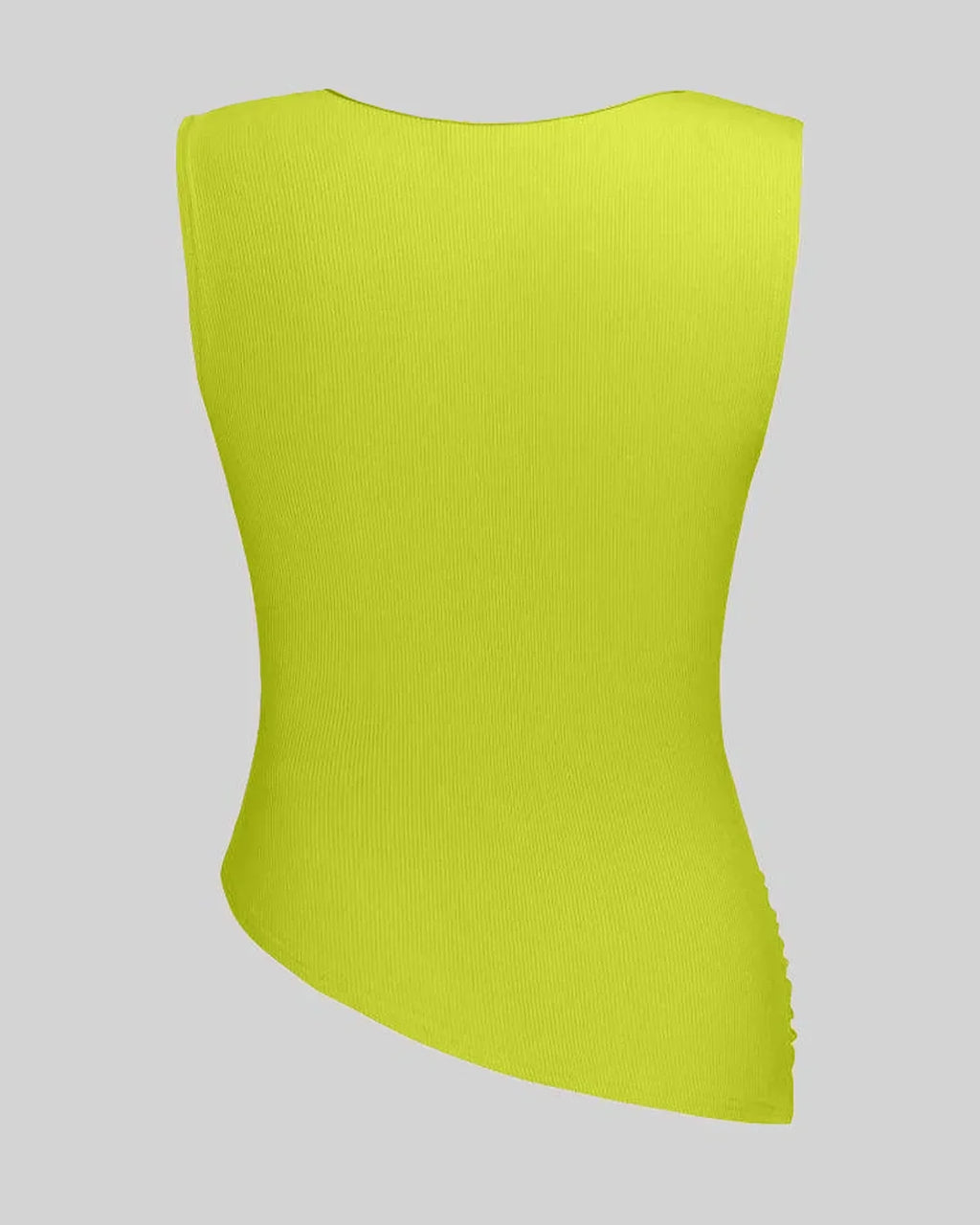 Solid Ruched Round Neck Crop Top In Neon