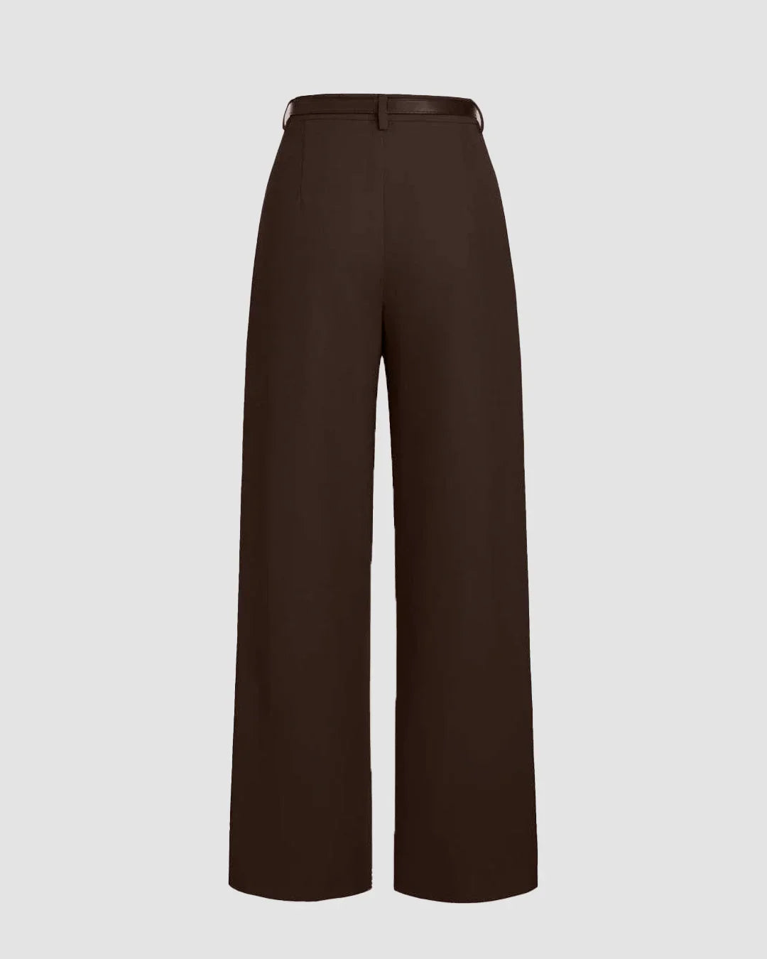 Pleated High Waisted Wide Leg Trousers in Coco