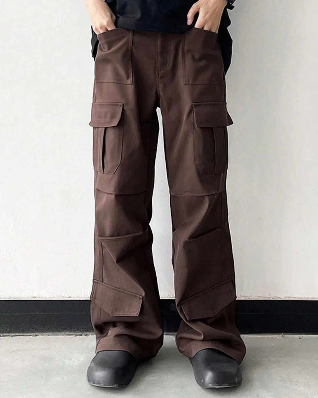 Men Brown Straight Leg Cargo Pants