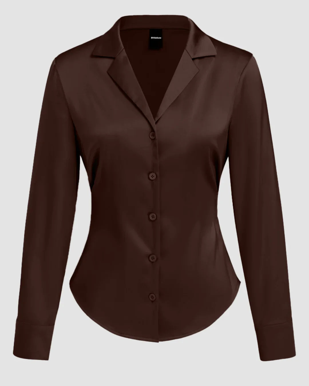 Satin Collared Button Down Full Sleeve Shirt in Brown