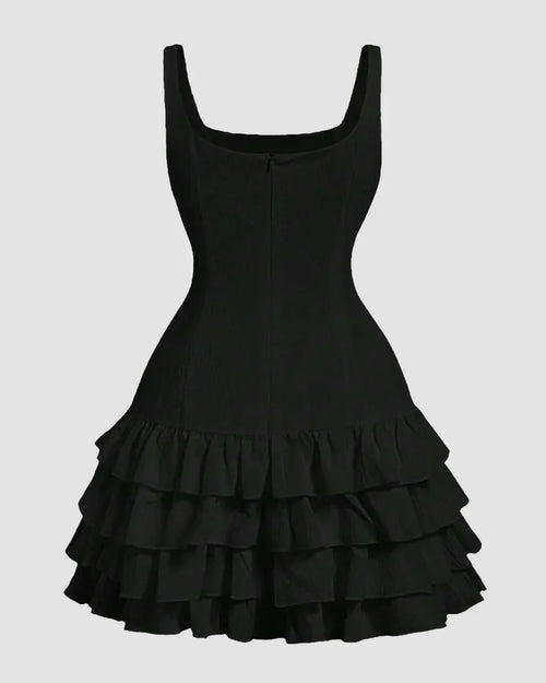 Black Fit and Flare Square Neck Mini Dress Curve & Plus