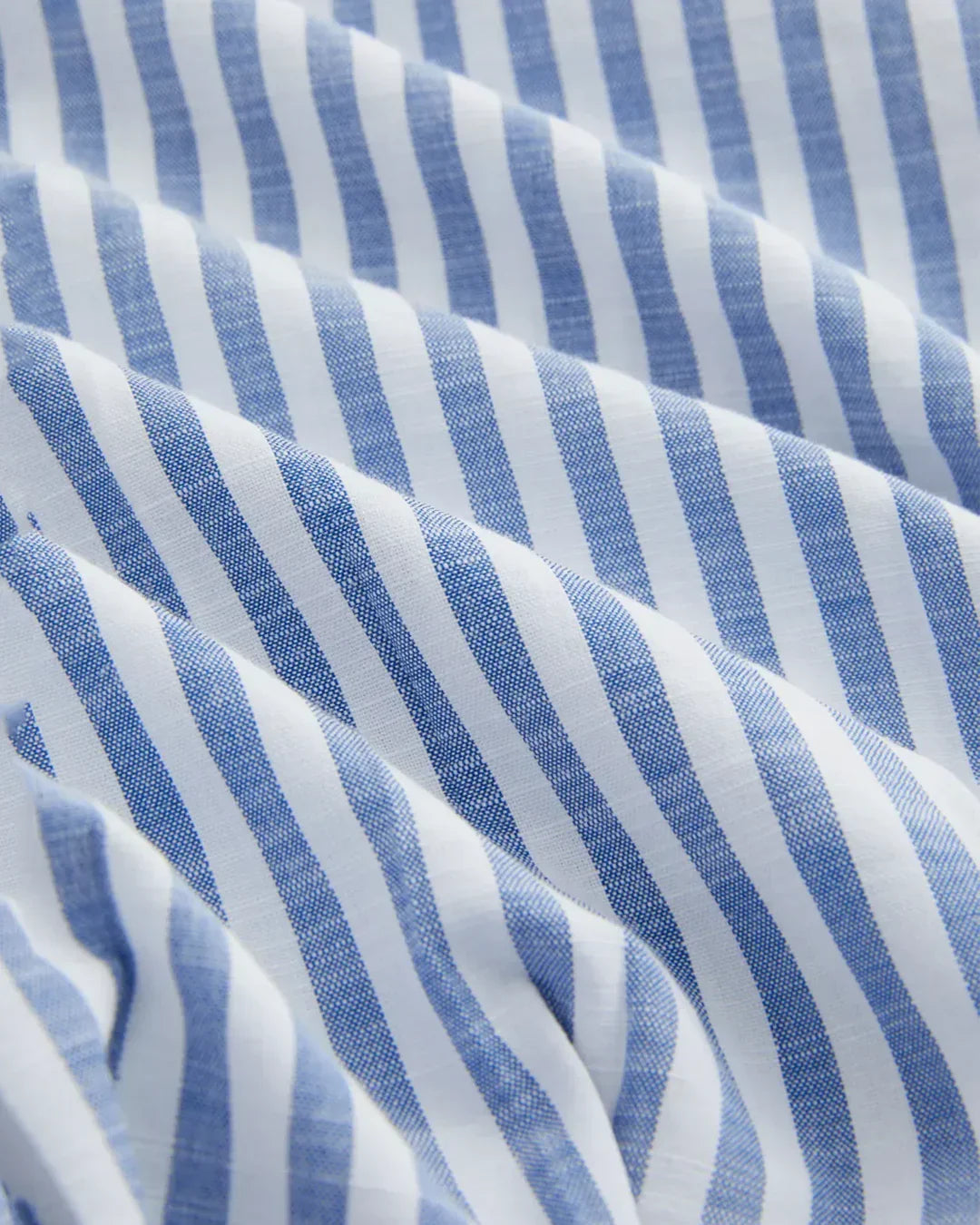 Blue Striped Collared Short Sleeve Cinched Shirt Top