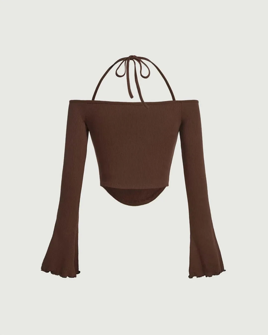 Tie Around Corset Off Shoulder Top In Chocolate Fonde