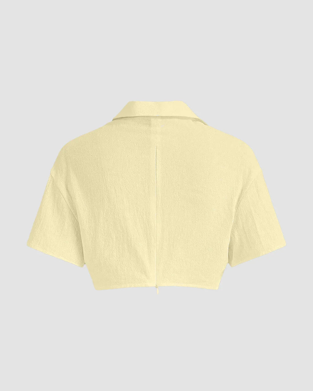 Pleated Button-Up Crop Top in French Vanilla
