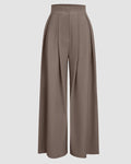 High-Waist Inverted-Pleat Wide-Leg Trousers in Cappuccino