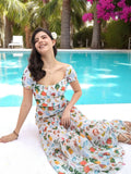 Puff Sleeved Swimsuit with Skirt - Pinkkup