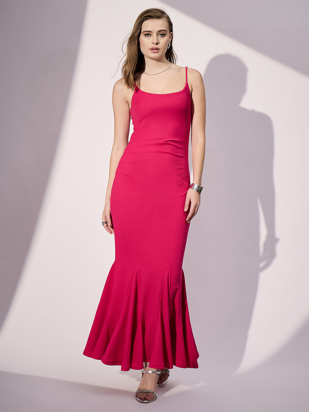 Stretchable Fishtail Maxi Dress - Pinkkup