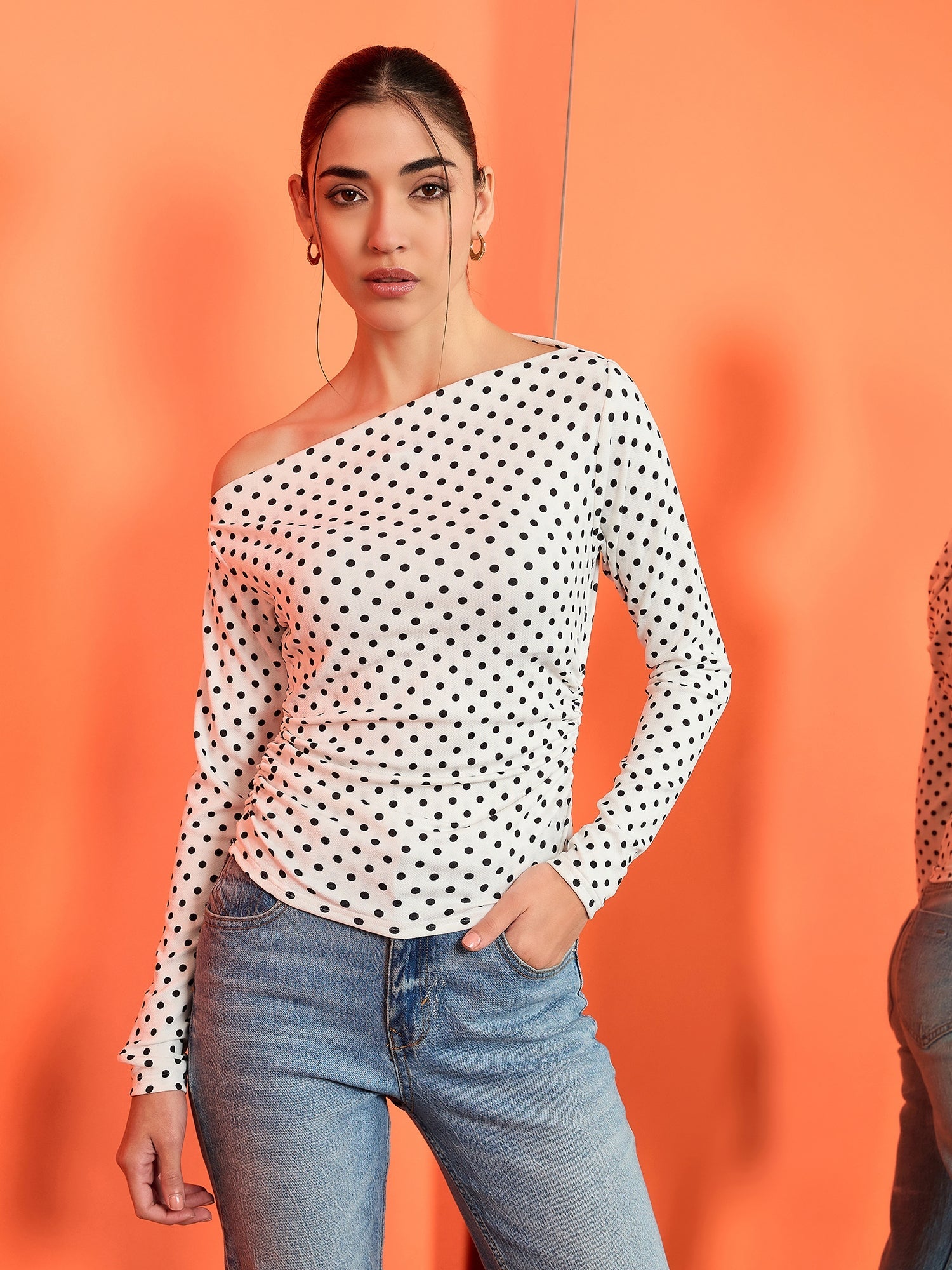 Stretchable Asymmetrical Ruched Top - Pinkkup