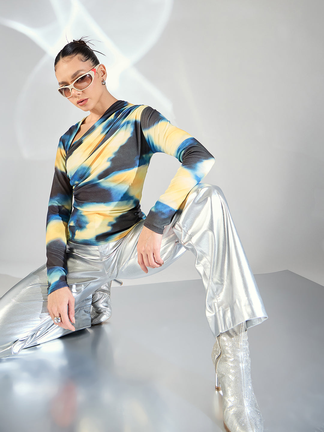 Stretchable Asymmetrical Full Sleeve Top - Pinkkup