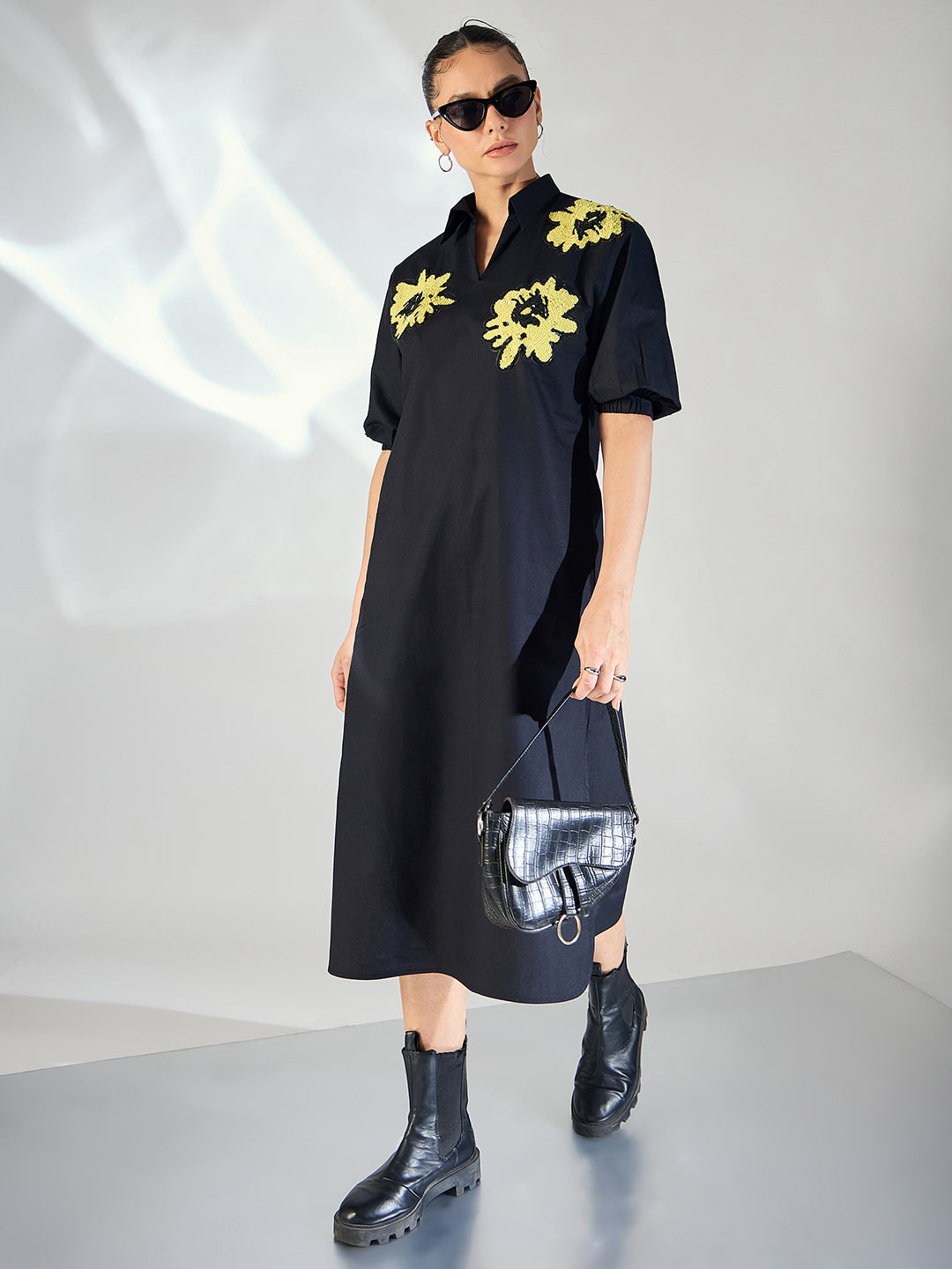 Cotton Sequinned Midi Dress - Pinkkup