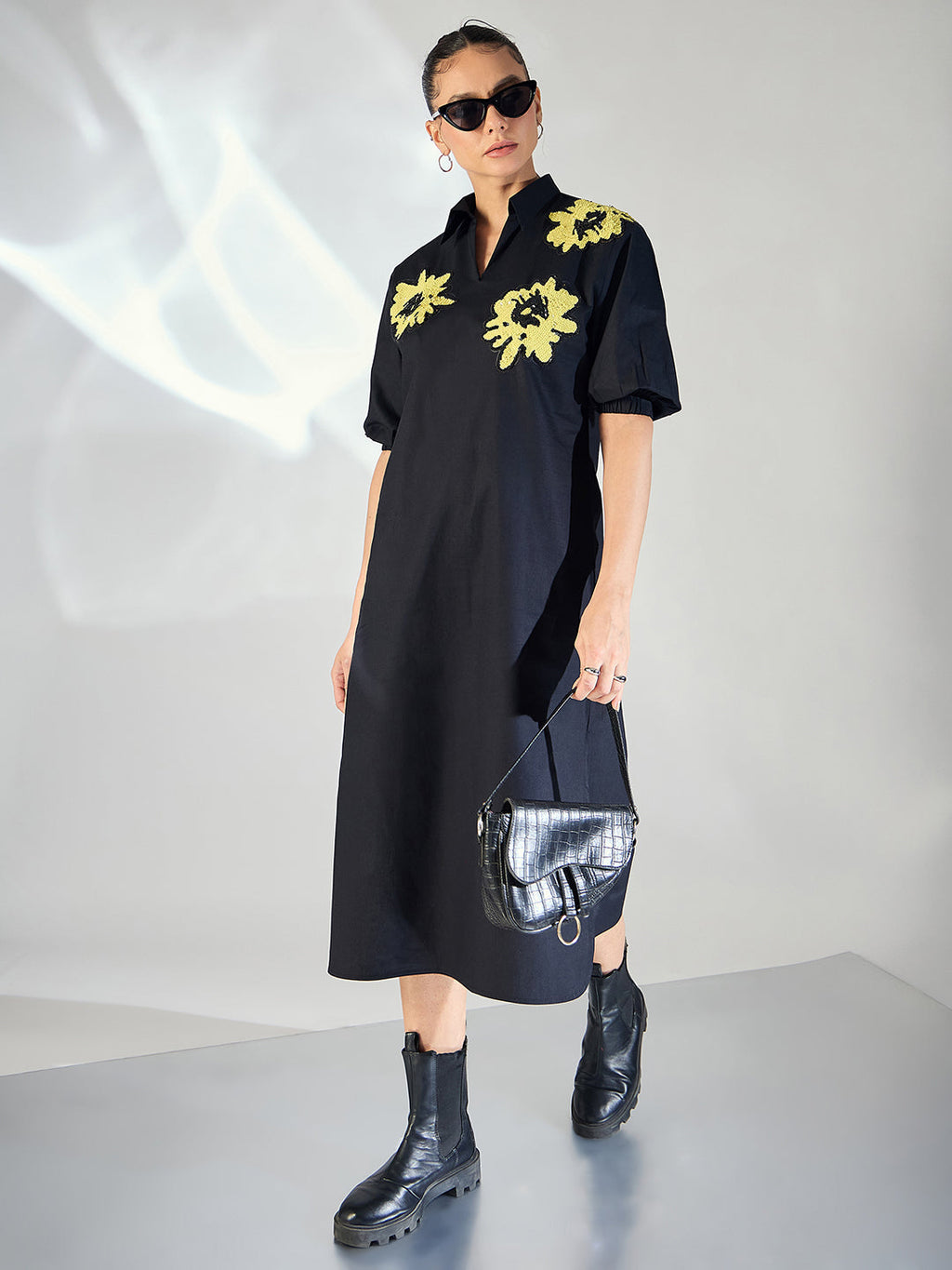 Cotton Sequinned Midi Dress - Pinkkup