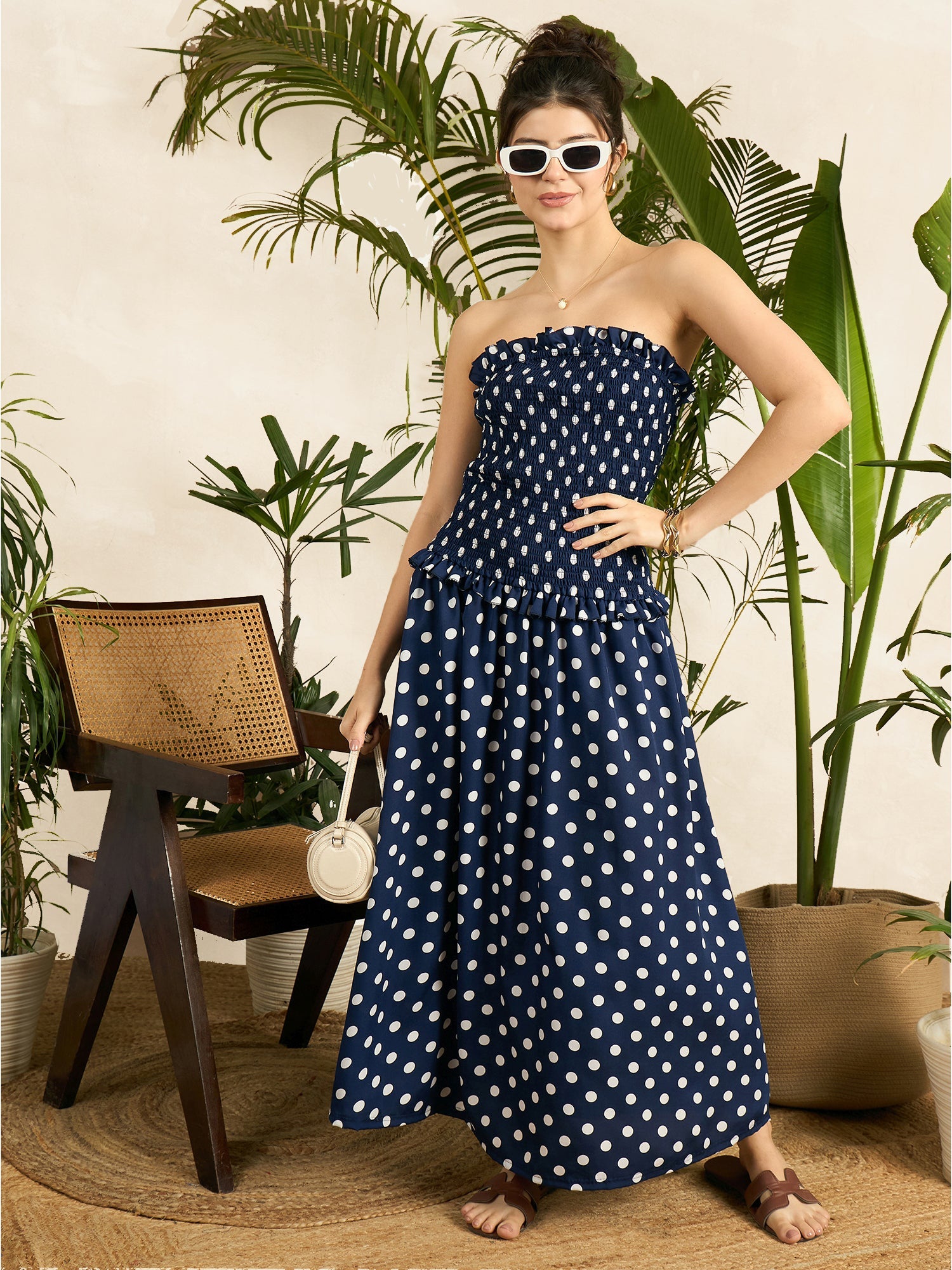 Smocked Drop Waist Off Shoulder Dress