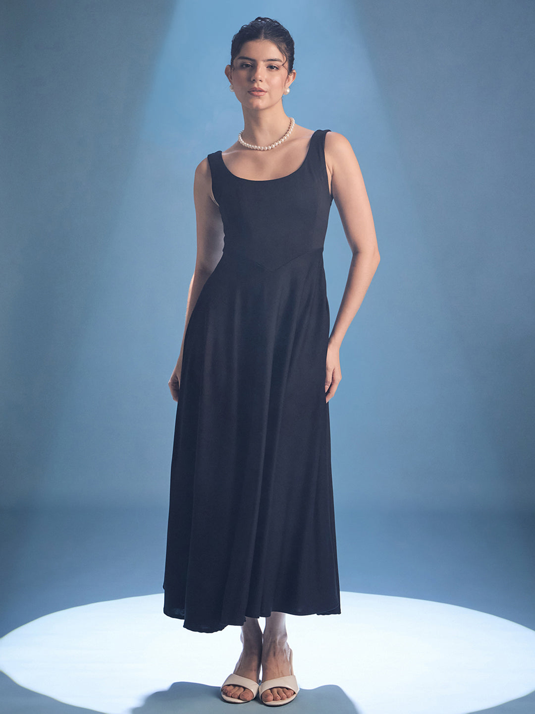 Stretchable Corset Fit & Flare Midi Dress - Pinkkup