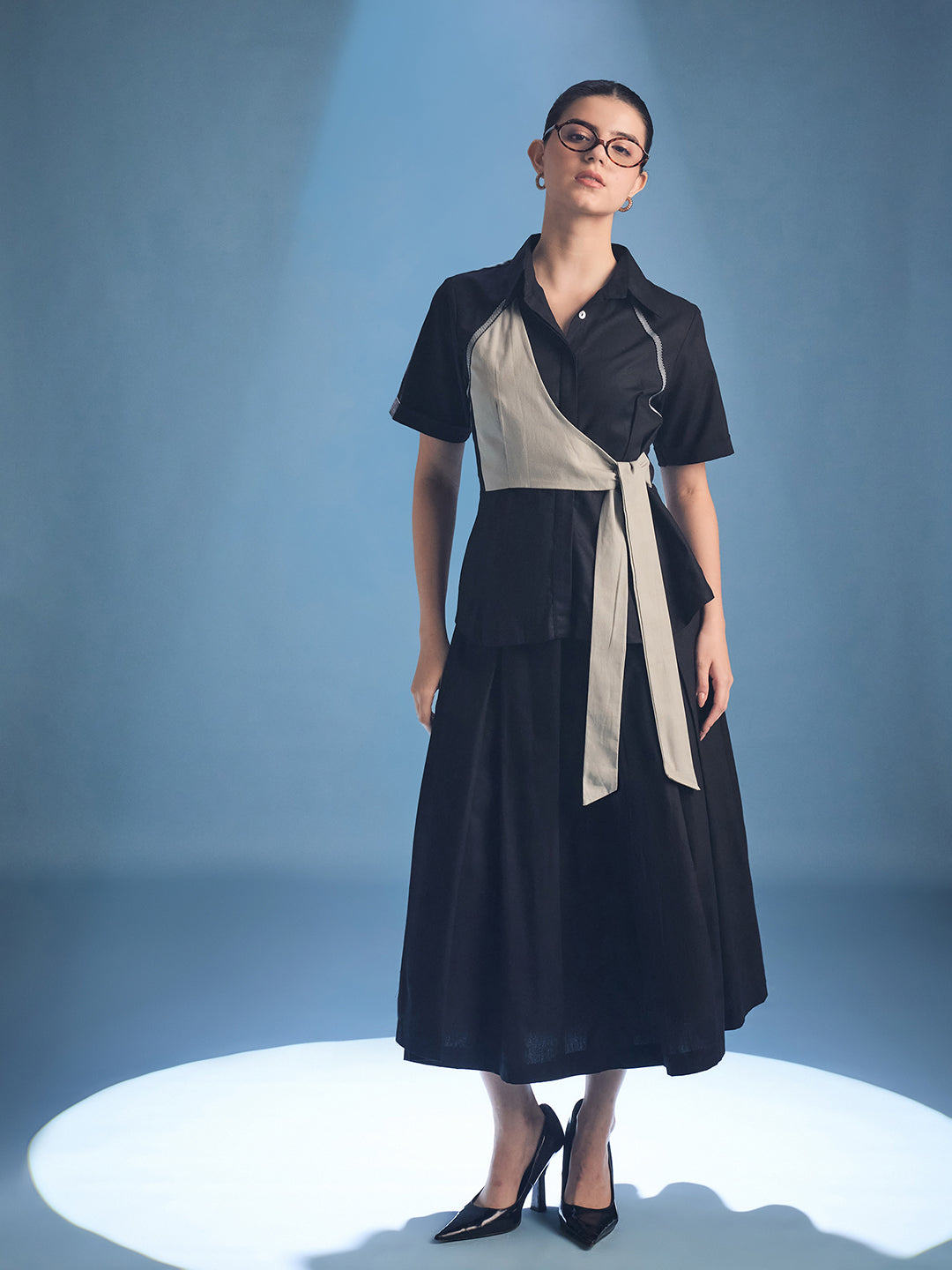 Pure Cotton Waist Tie-Up Shirt