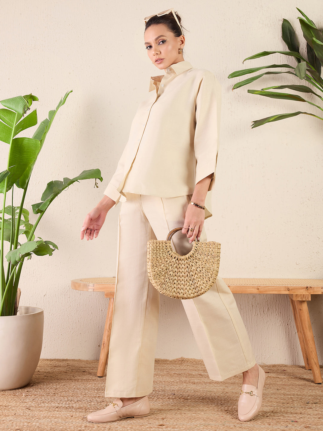 Linen Two Piece Co-ord Set - Pinkkup