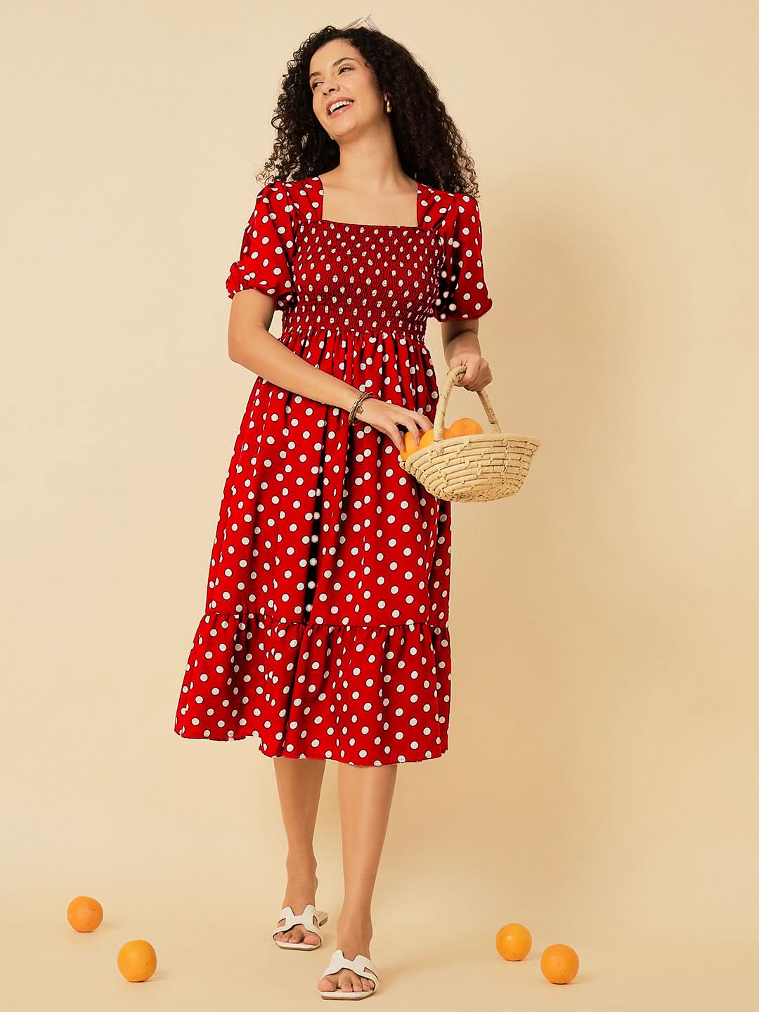 Smocked Tiered Midi Dress