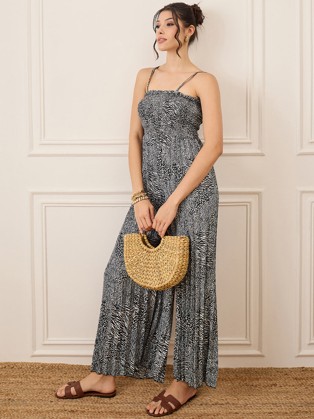Smocked Maxi Jumpsuit - Pinkkup