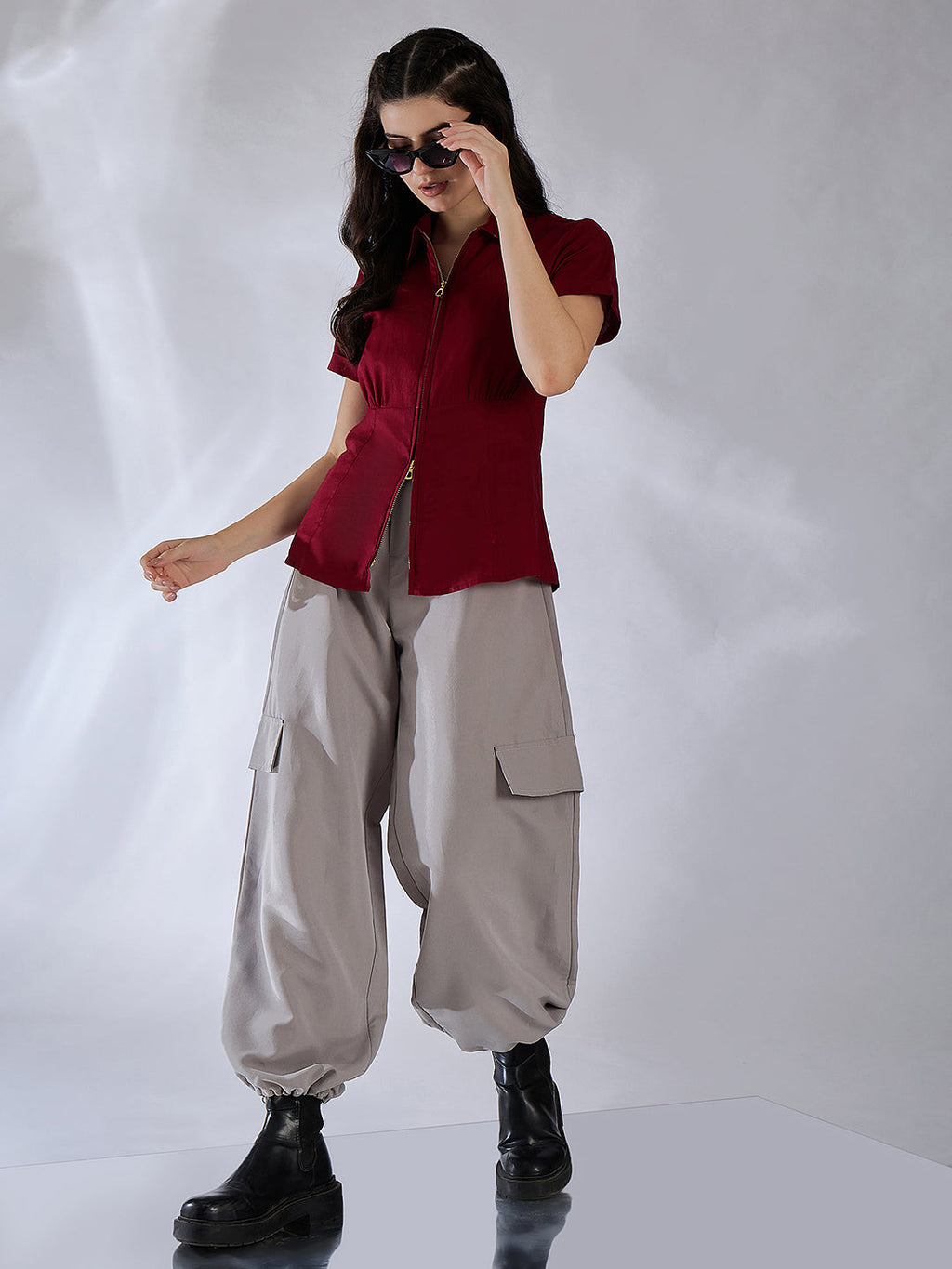 Zip-Through Fitted Cotton Top