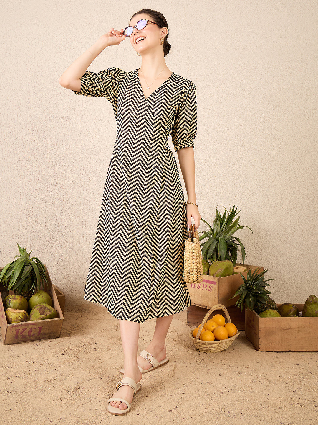 Pure Cotton Wrap Midi Dress