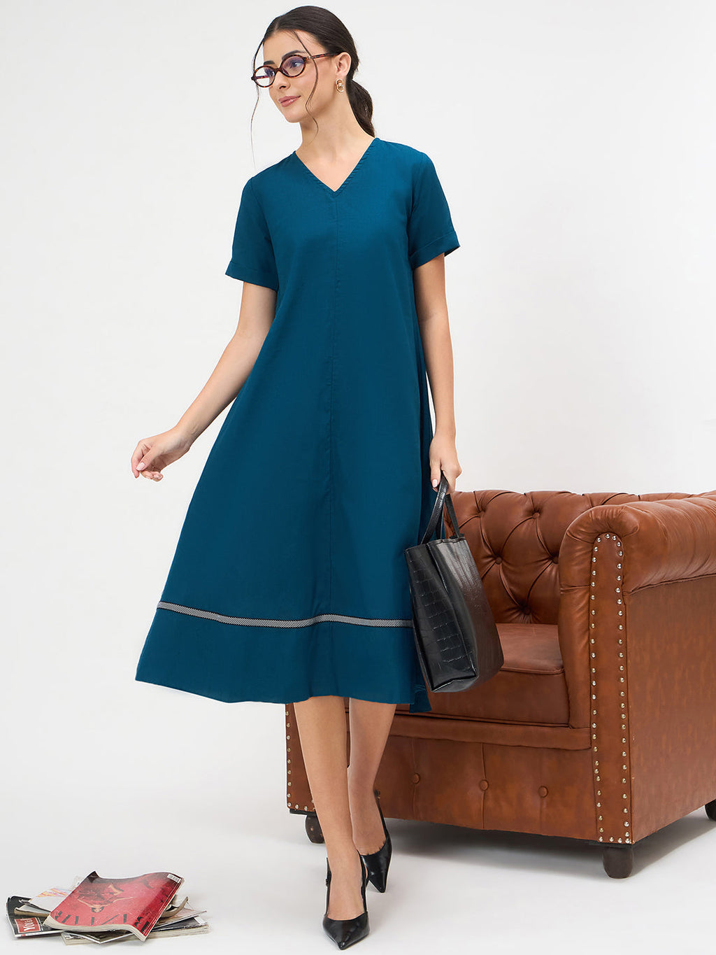 Pure Cotton A-Line Midi Dress
