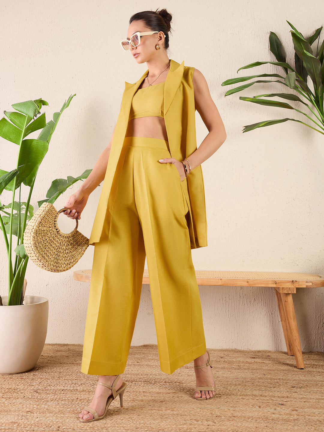 Three Piece Linen Co-ord Set - Pinkkup