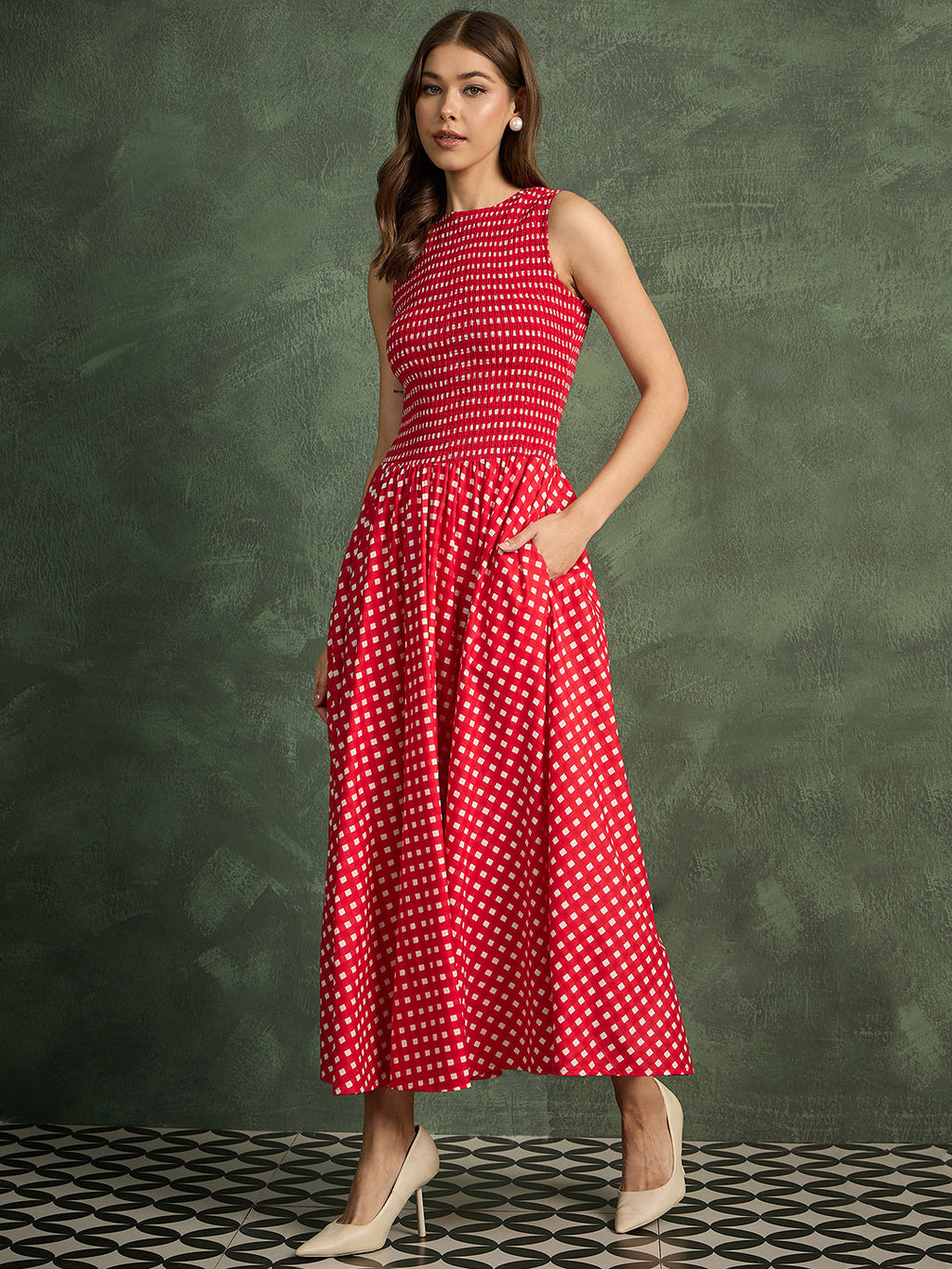 Pure Cotton Smocked Midi Dress