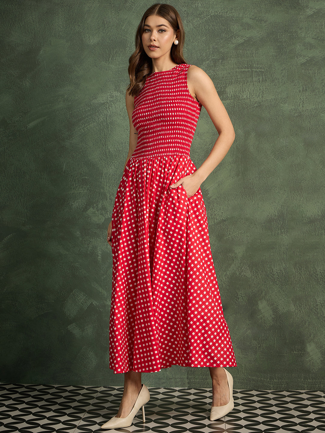 Pure Cotton Smocked Midi Dress