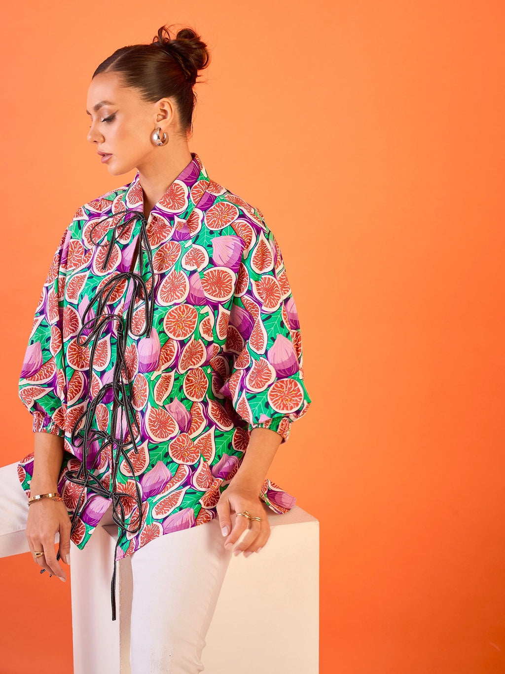 Printed Tie-Up Cotton Shirt - Pinkkup
