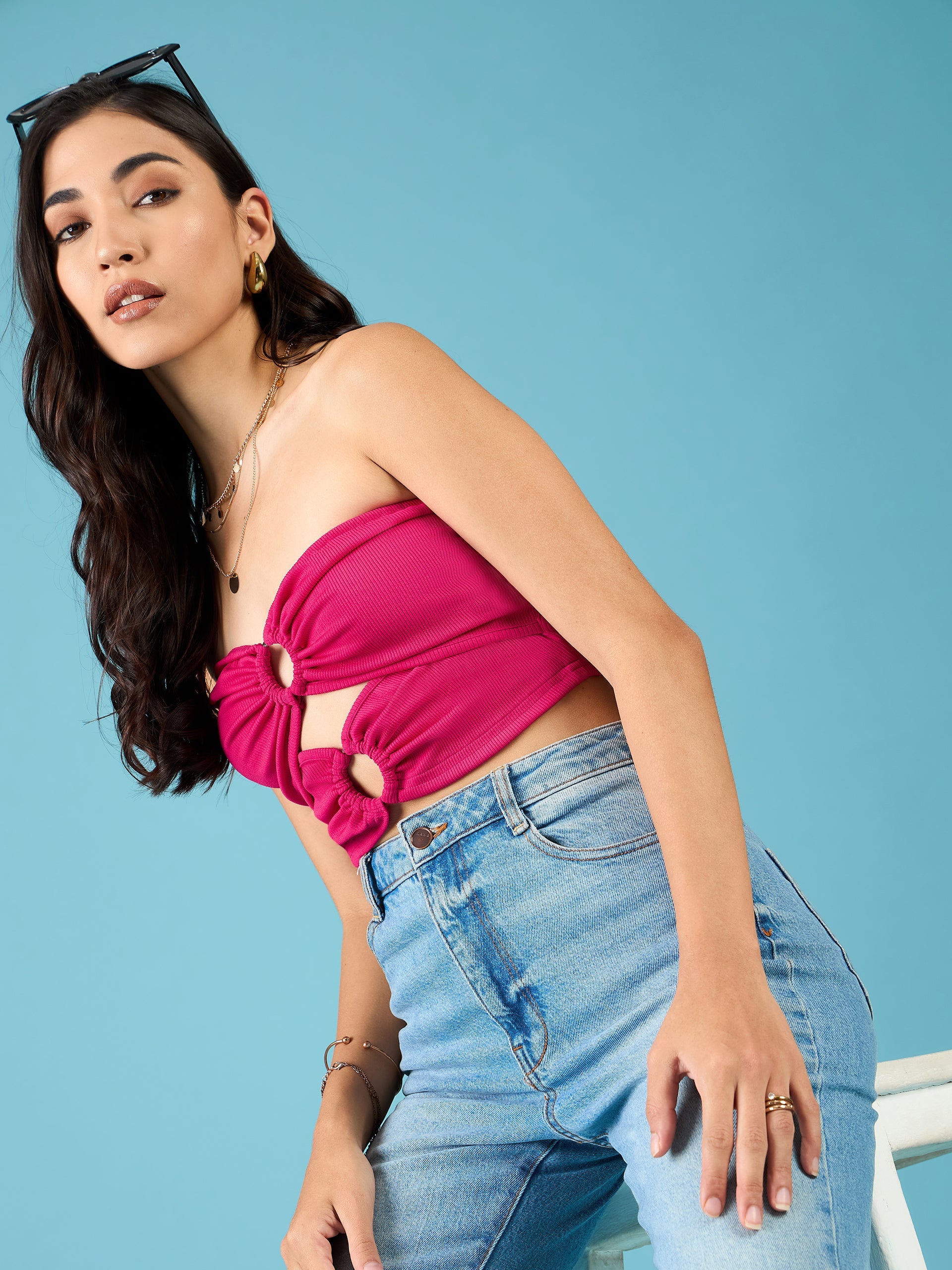 Ring Accent Tube Top - Pinkkup