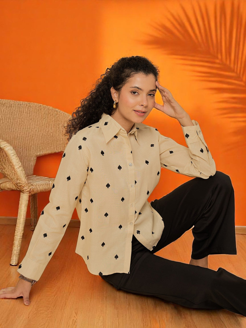All Over Embroidered Linen Shirt - Pinkkup