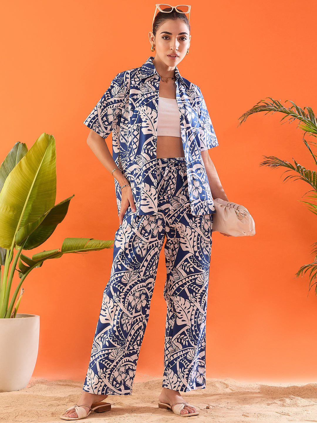 Printed Two Piece Cotton Coord Set - Pinkkup