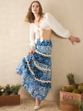 Ric-Rac Cotton Tiered Maxi Skirt - Pinkkup