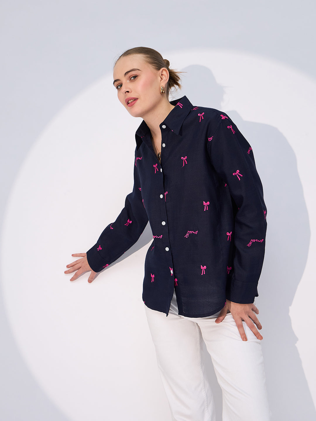 All Over Embroidered Linen Shirt