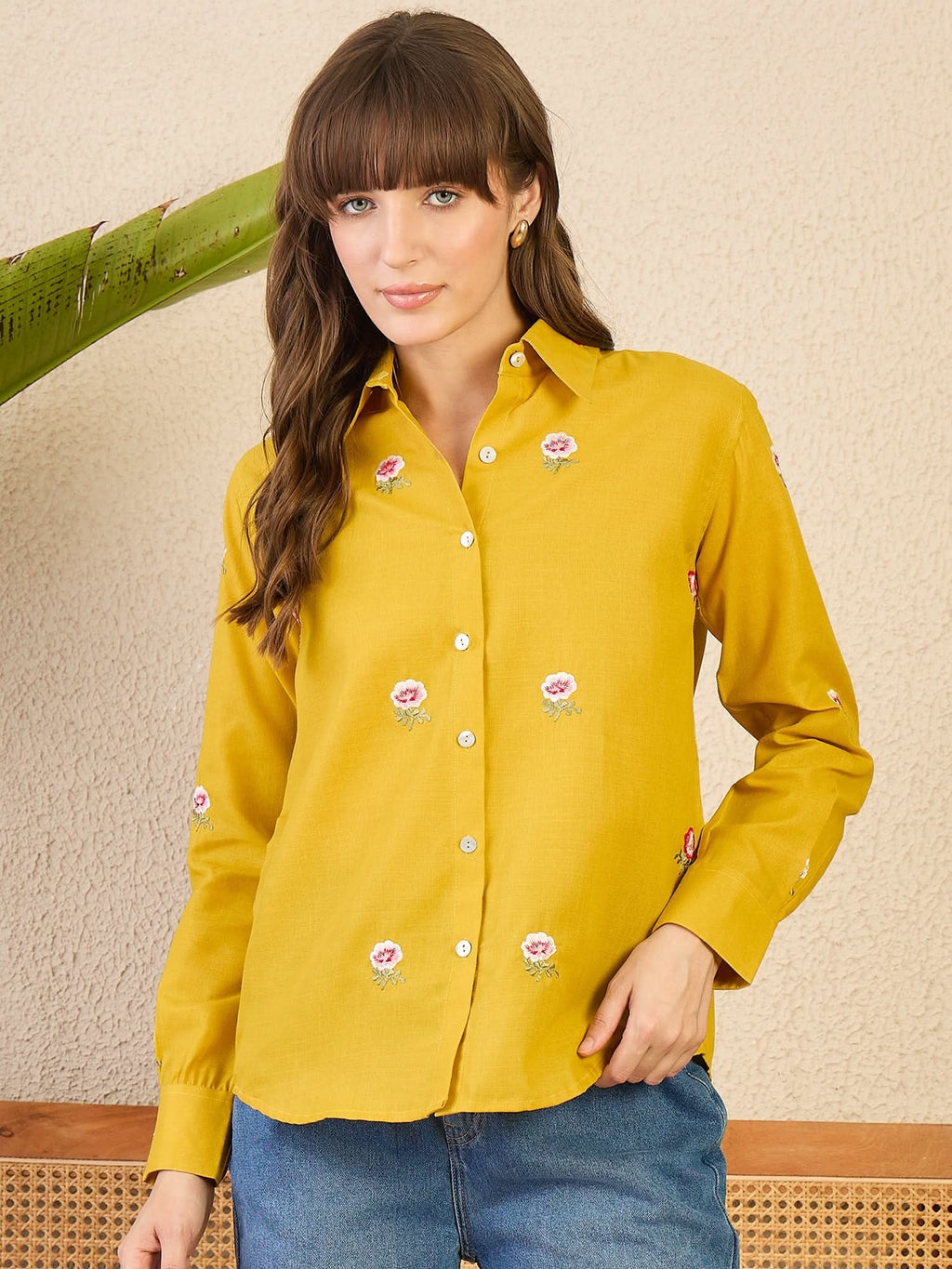 All Over Embroidered Linen Shirt