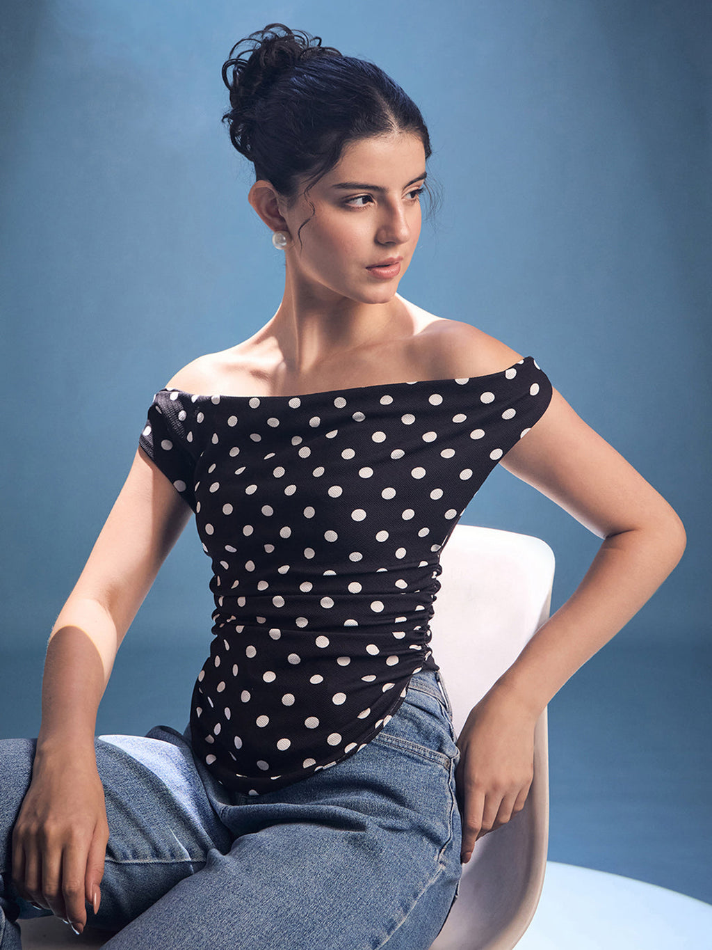 Stretchable Cotton Draped Crop Top