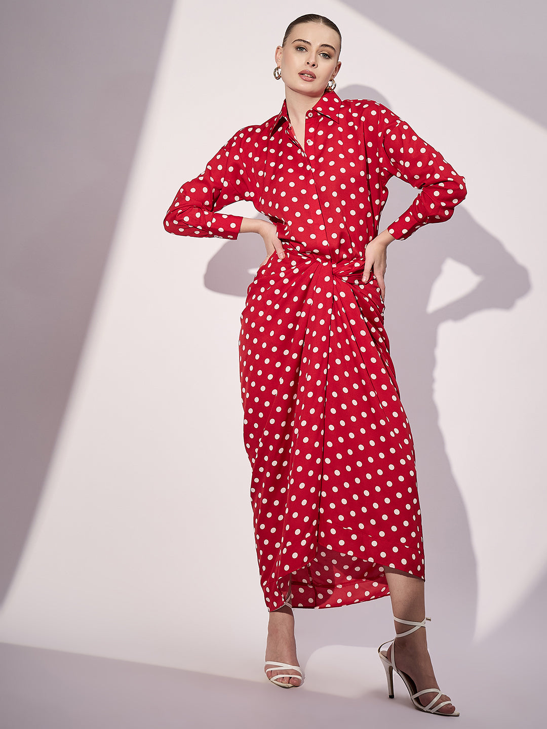 Printed Shirt with Front Twist Skirt Co-ord Set