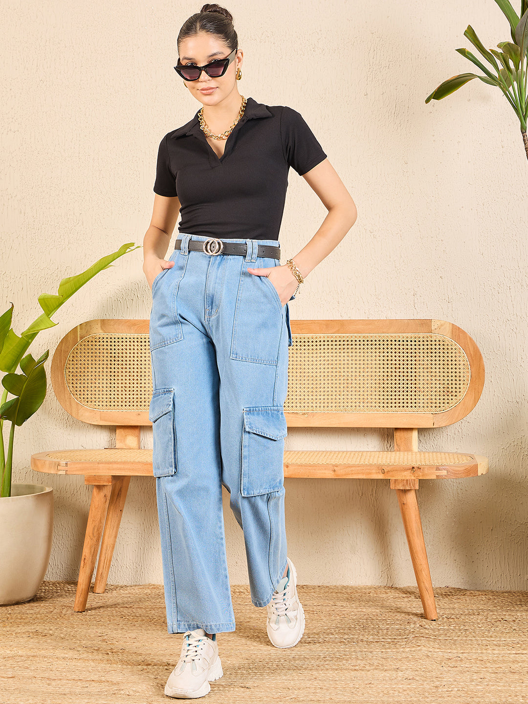 Stretchable Ribbed Polo Bodysuit - Pinkkup