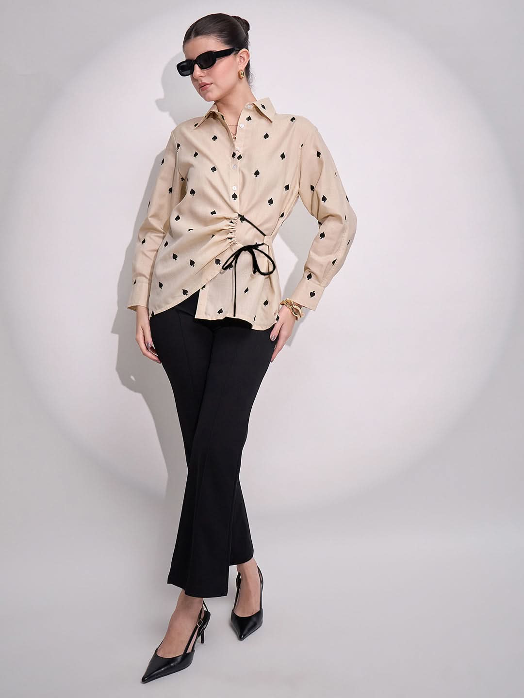 Side Tie-Up Linen Shirt