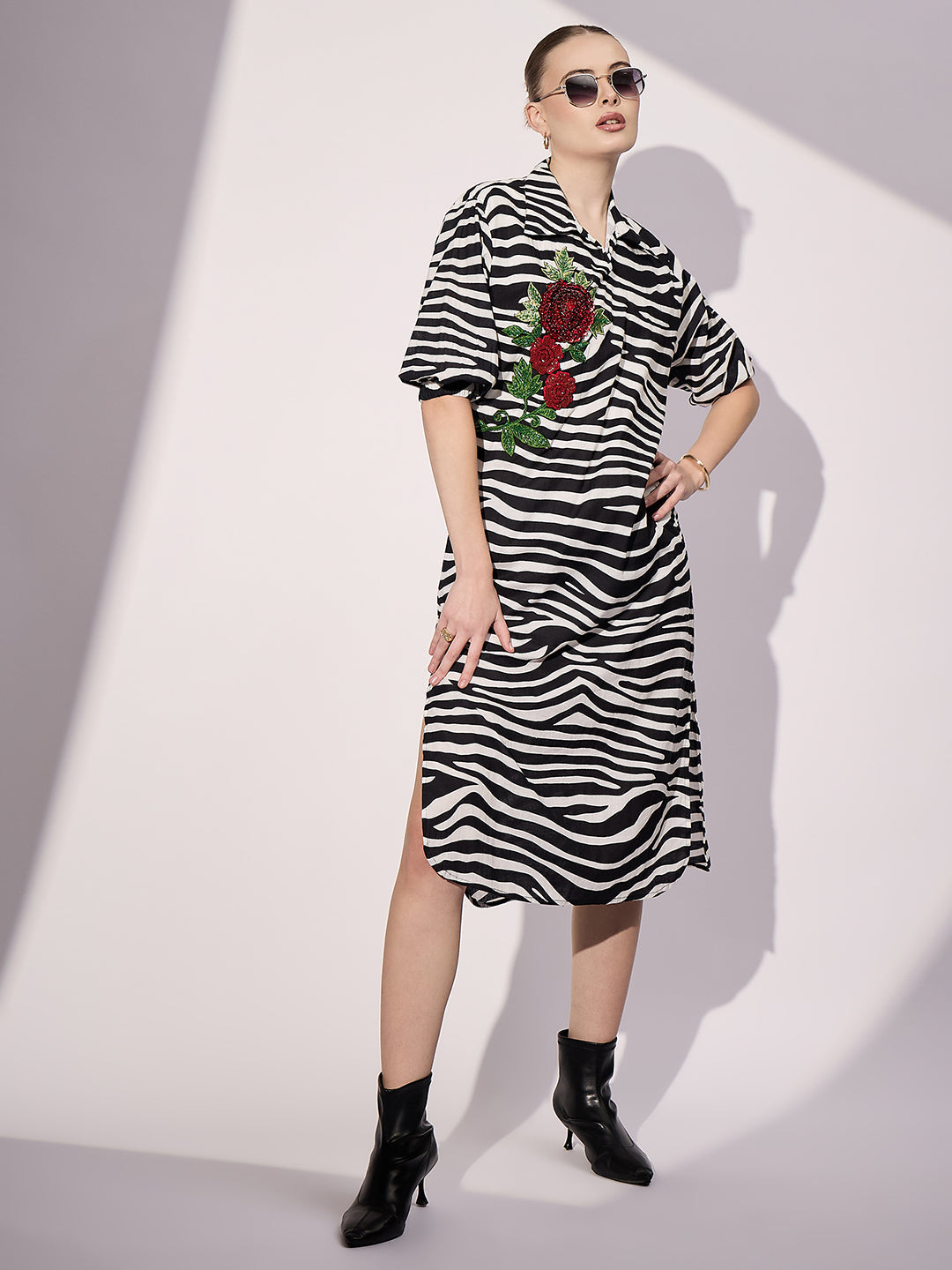 Cotton Sequinned Midi Dress - Pinkkup