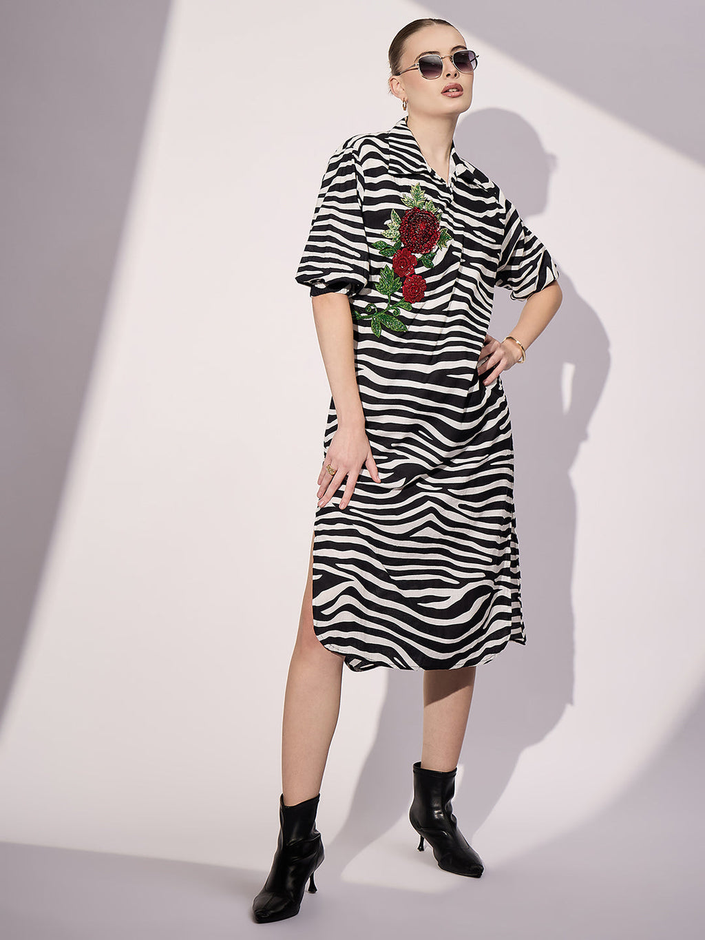 Cotton Sequinned Midi Dress - Pinkkup
